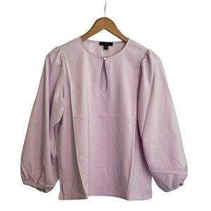 ✨HP✨J. Crew Puff Sleeve Satin Back Crepe Keyhole Top Blouse Light Pink/Lavender